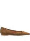 Aeyde Pointed-toe Suede Flat Pumps In Brown