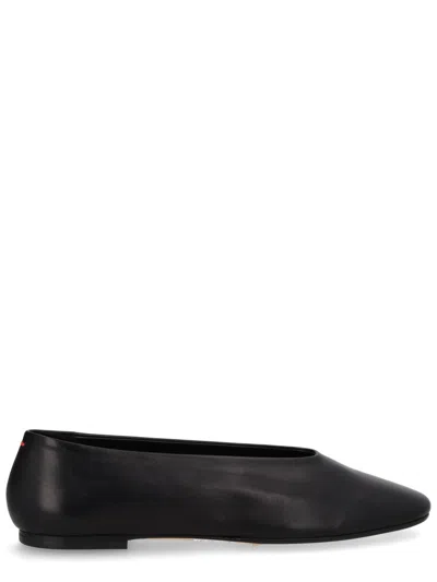 Aeyde Pointed-toe Leather Flat Shoes In Black