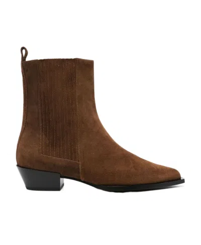 Aeyde Pull-ring Short Boots In Brown