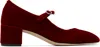 Aeyde Red Aline Velvet Mary-jane Heels In Red
