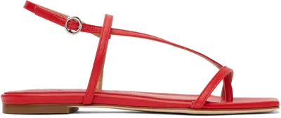AEYDE RED ELLA LEATHER TOE-POST SANDALS