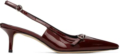 Aeyde Red Saba Leather Slingback Heels In Red Metallic