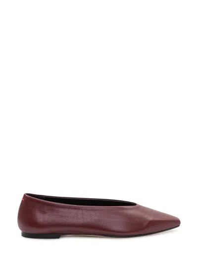 Aeyde Red Slip On Ballet Flats In Burgundy