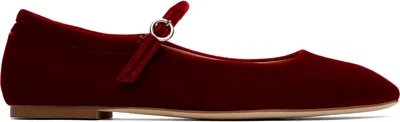 Aeyde 10mm Uma Velvet Ballerina Flats In Red