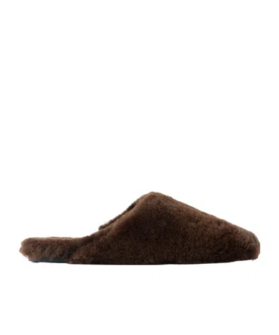 Aeyde Rega Shearling Slip-ons In Brown