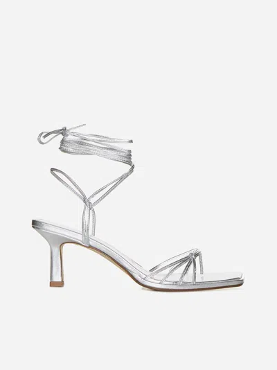 Aeyde 65mm Luella Laminated Leather Sandals In Silver