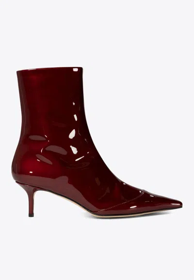 Aeyde Roe 70 Patent Leather Ankle Boots In Red