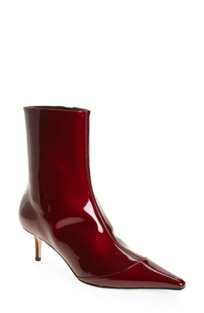 Aeyde Roe Pointed Toe Bootie In Red Metallic