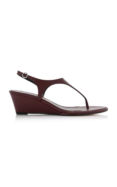 Aeyde Roose Leather Wedge Sandals In Brown