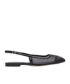 Aeyde Geraldine Leather-trimmed Mesh Slingback Ballet Flats In Black