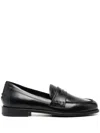 Aeyde Oscar Penny-slot Loafers In Black Brushed Leather In Black