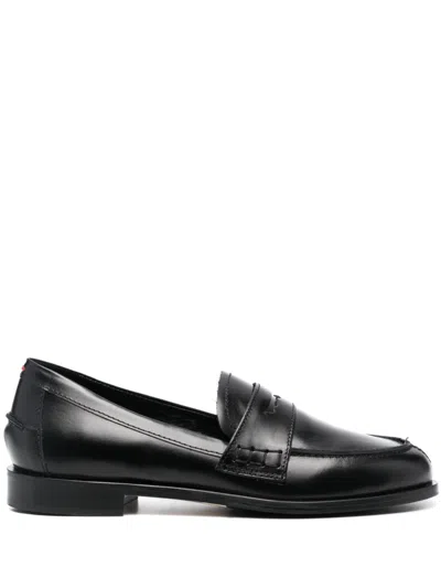 Aeyde Oscar Penny-slot Loafers In Black Brushed Leather