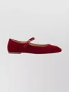 Aeyde Round Toe Velvet Ballerina Shoes With Flat Sole In Red