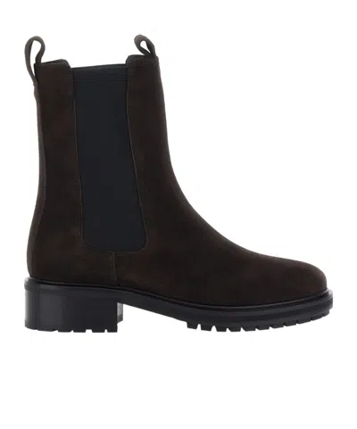 Aeyde Round-toe Ankle Boots In Brown
