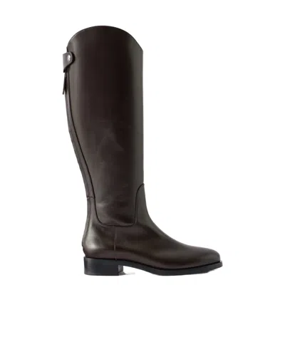 Aeyde Hector 30 Leather Knee Boots In Brown