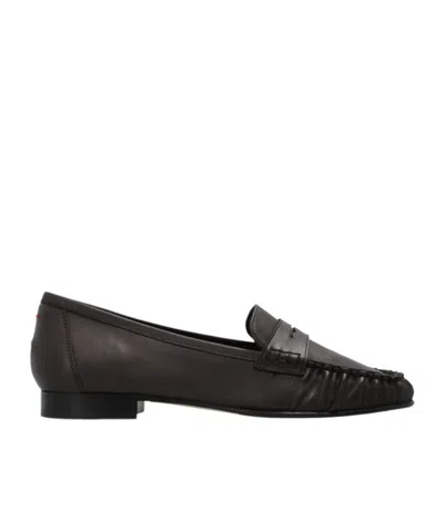 Aeyde Aldous Gathered Leather Loafers In Black