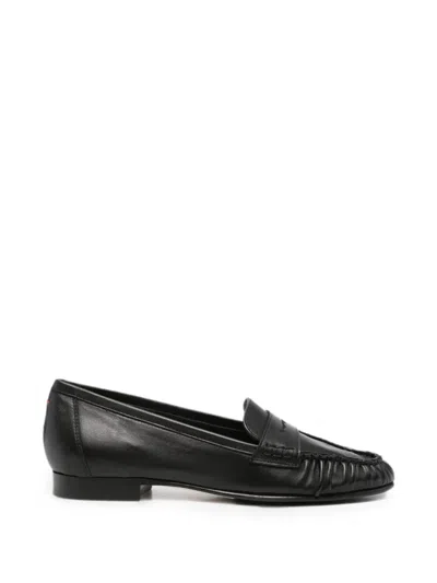 Aeyde Ruched Penny-slot Loafers In Black