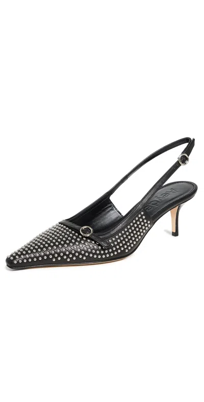 Aeyde Saba Buckled Patent-leather Slingback Pumps In Black