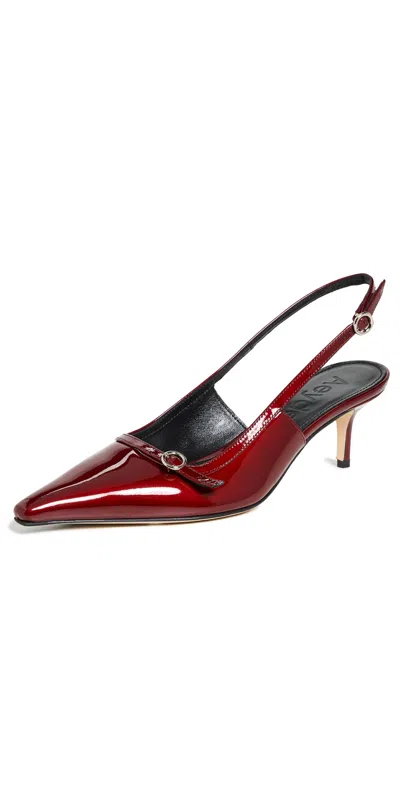 Aeyde Saba Patent Calf Leather Red Metallic Pumps Red Metallic
