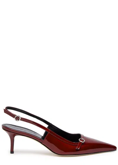 Aeyde Saba Patent Leather Slingback Pumps In Red