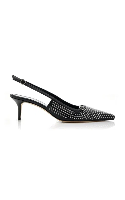 Aeyde Saba Studded Leather Slingback Pumps In Black