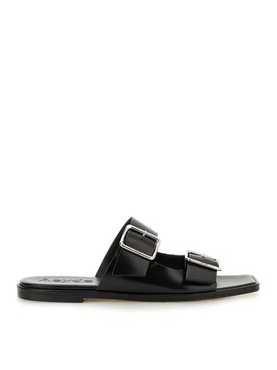 Aeyde Tonya Leather Sandals With Double Strap In Black