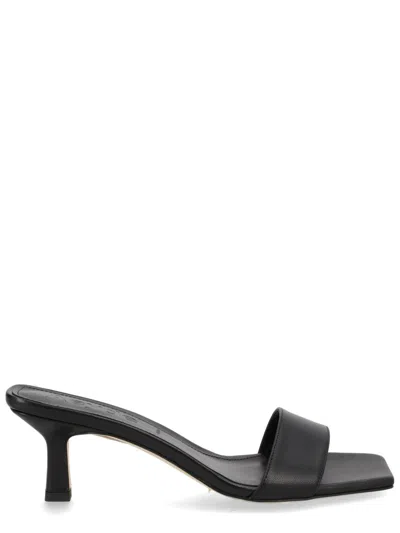 Aeyde Black Nappa Leather Cross Breed Lamb Leather Sandals