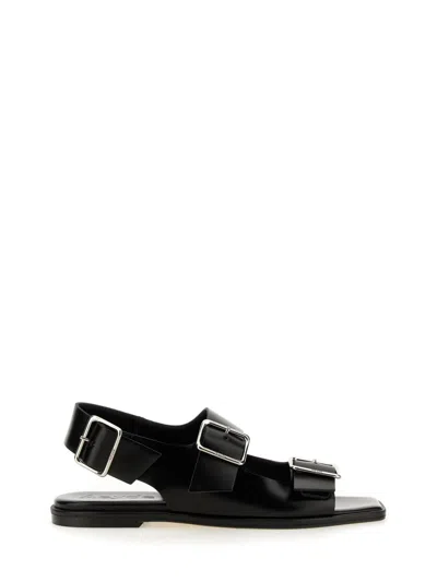 Aeyde 10mm Thekla Leather Sandals In Black