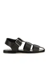 Aeyde Buckle Fastened Cut Out Sandals In Black