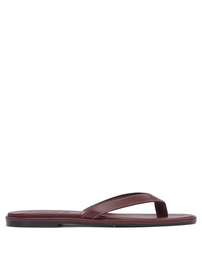 Aeyde Burgundy Melody Leather Toe-post Flip-flops In Red