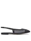 Aeyde Geraldine Leather-trimmed Mesh Slingback Ballet Flats In Black