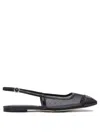 Aeyde Geraldine Leather-trimmed Mesh Slingback Ballet Flats In Black
