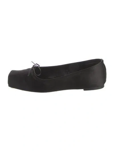 Pre-owned Aeyde Satin Bow Accents Ballet Flats In Black