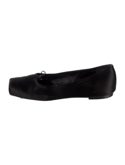 Pre-owned Aeyde Satin Bow Accents Ballet Flats In Black