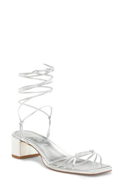 Aeyde Serafina Ankle Wrap Sandal In Silver