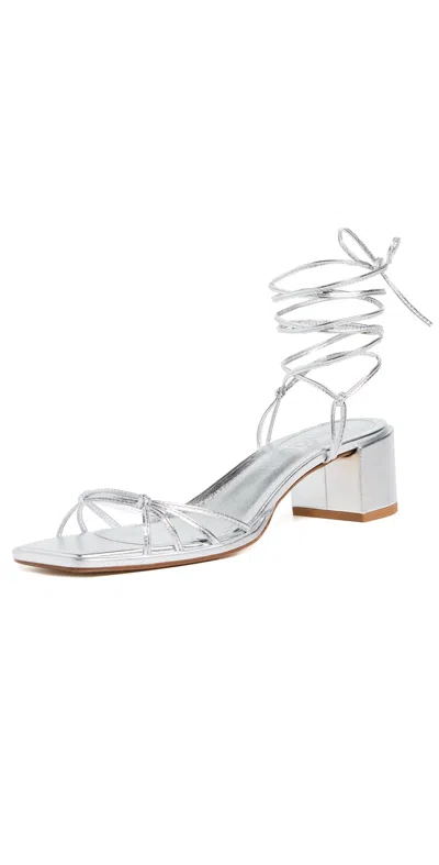 Aeyde Serafina Laminated Nappa Leather Silver Sandals Silver