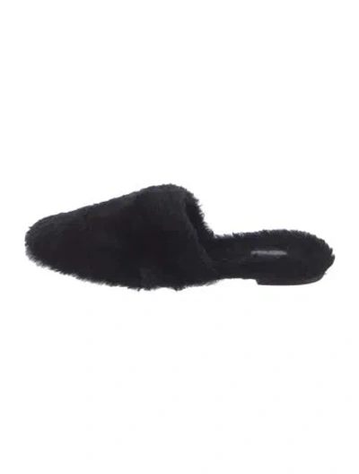 Pre-owned Aeyde Shearling Mules In Black