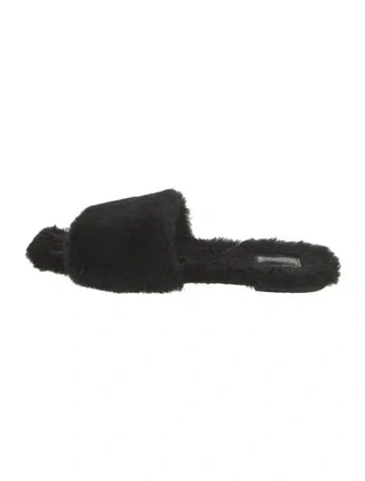 Pre-owned Aeyde Shearling Slides In Black