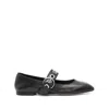 Aeyde Nappa Leather Flats With Circular Hardware Detail In Black