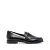 Aeyde Oscar Penny-slot Loafers In Black Brushed Leather In Black