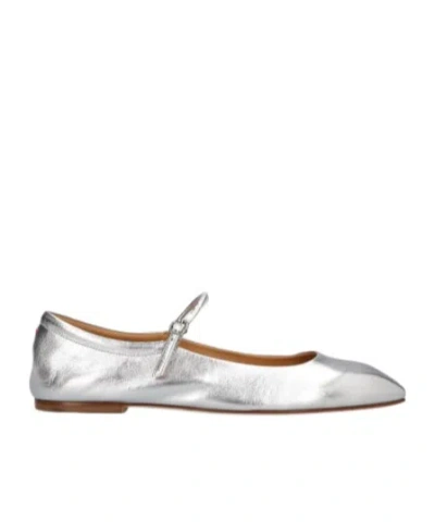 Aeyde Silver Uma Leather Mary-jane Ballerina Flats In Metallic