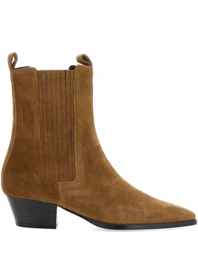 Aeyde Side-panels Pointed-toe Ankle Boots In Brown