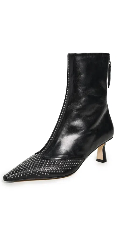 Aeyde Sila Mini Studs Nappa Leather Booties Black