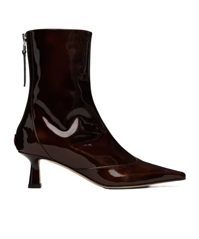 Aeyde Brown Sila Patent Leather Boots In Multi