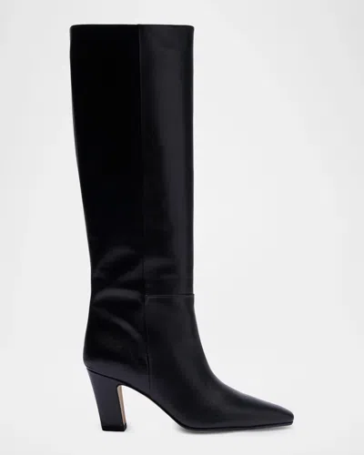 Aeyde Silva Leather Knee-high Boots In Black