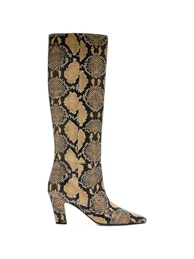Aeyde Silva Snake-effect Knee-high Boots In Multi