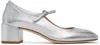 Aeyde 45mm Aline Laminated Leather Pumps In Silver