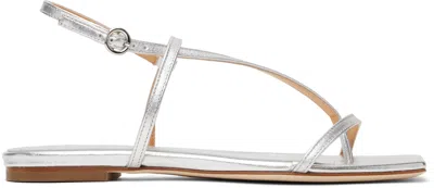 Aeyde Silver Ella Leather Toe-post Sandals
