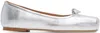 Aeyde Gabriella Laminated Nappa Leather Silver Ballerina In Silver