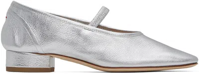 Aeyde Silver Pippa Ballerina Flats In Silver Pearl